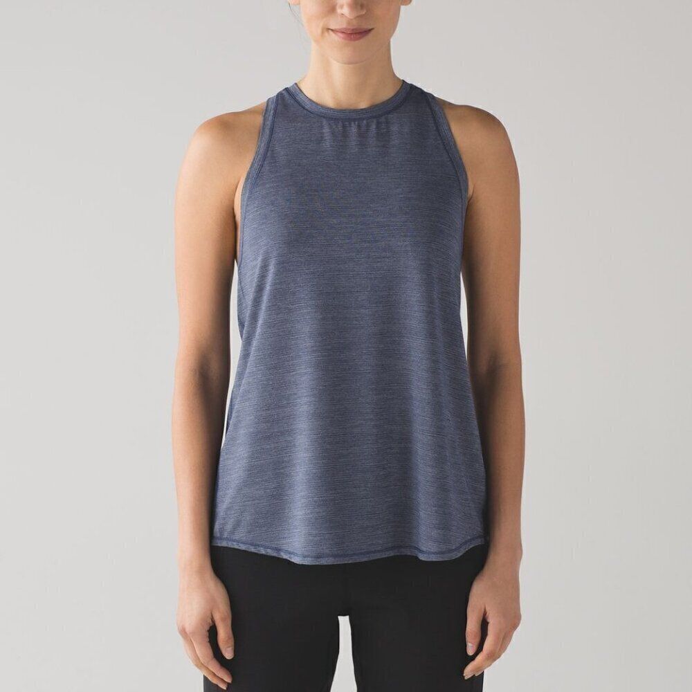 Lululemon Hot Like Agni Singlet Heathered Astro Blue Yoga Top
